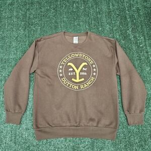 Yellowstone Dutton Ranch Sweatshirt Crew Neck Adult Medium Brown Official